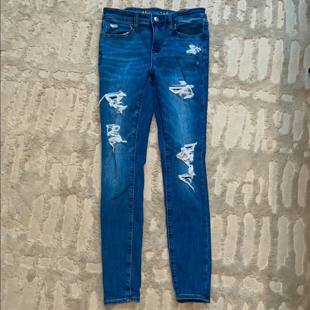 American Eagle Next level Ripped Blue Skinny Jeans 2